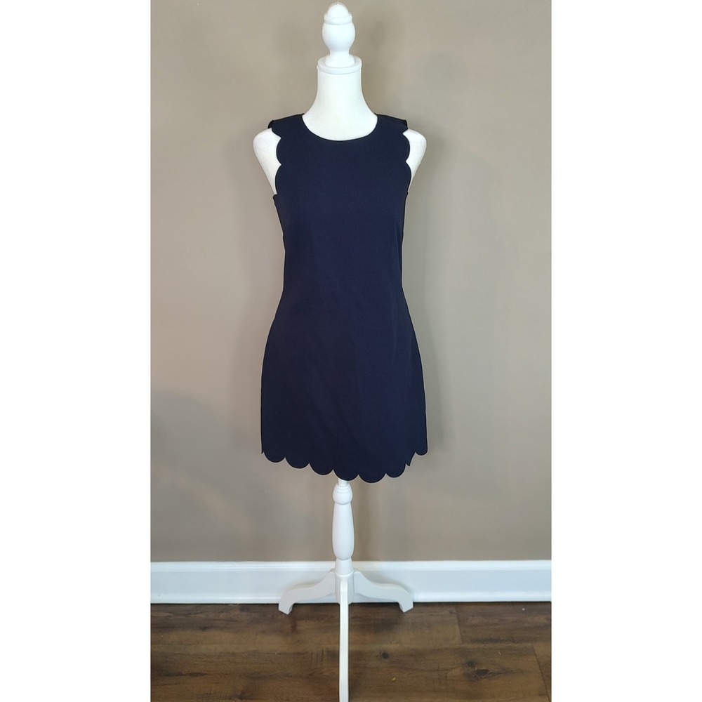J.Crew Navy‎ Blue Scalloped Sleeveless Shift Mini Dress A3744 Size 00